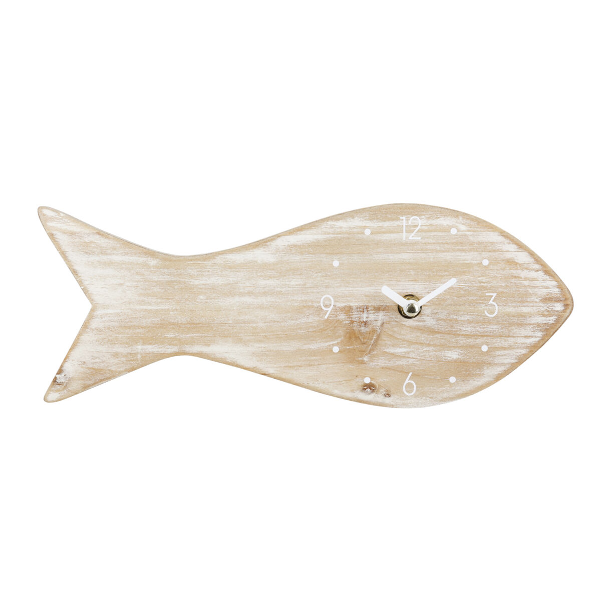 Houten wandklok (30 x 11,5 cm) Fish Beige