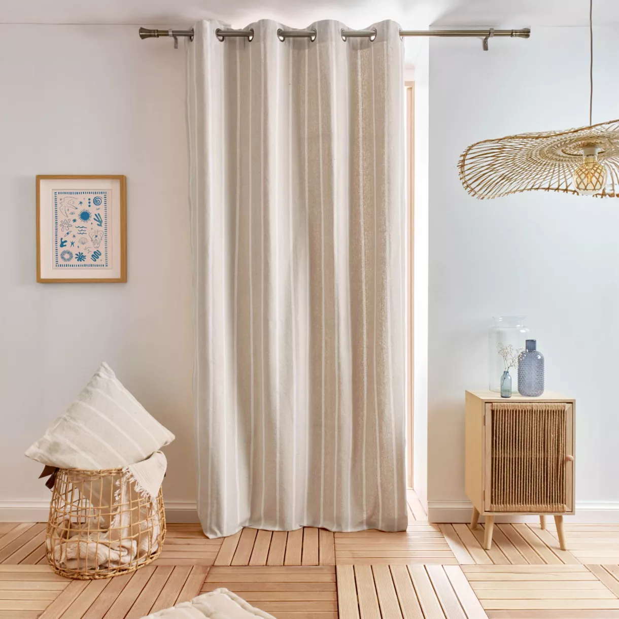 Rideau toile de coton (135 x 260 cm) Ocealys Blanc