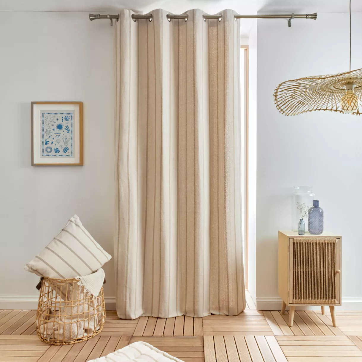 Katoenen gordijn (135 x 260 cm) Ocealys Beige