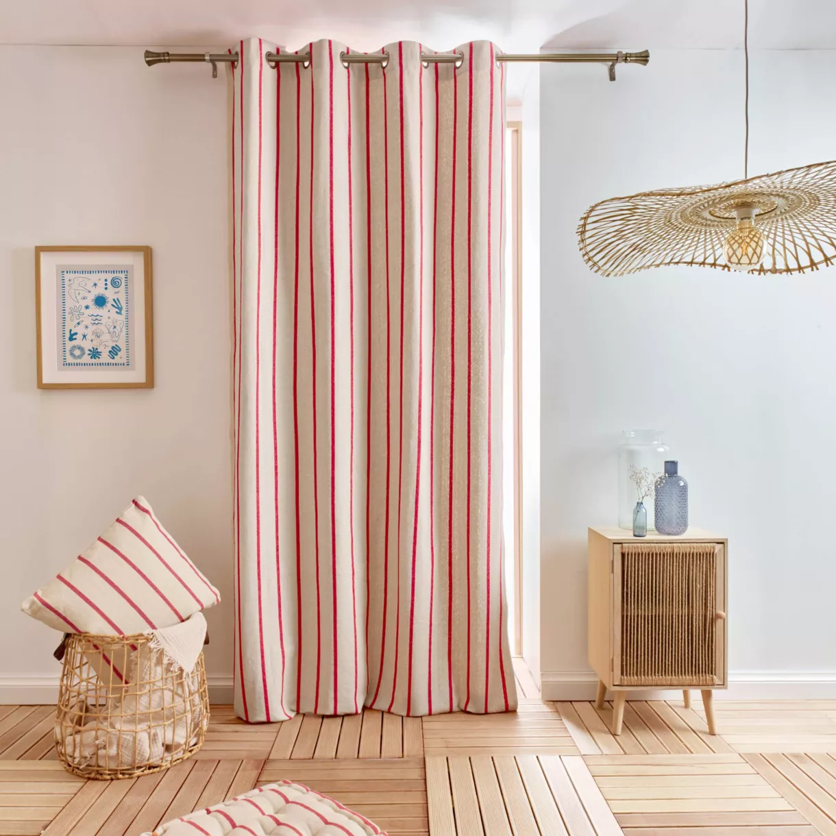 Katoenen gordijn (135 x 260 cm) Ocealys Rood