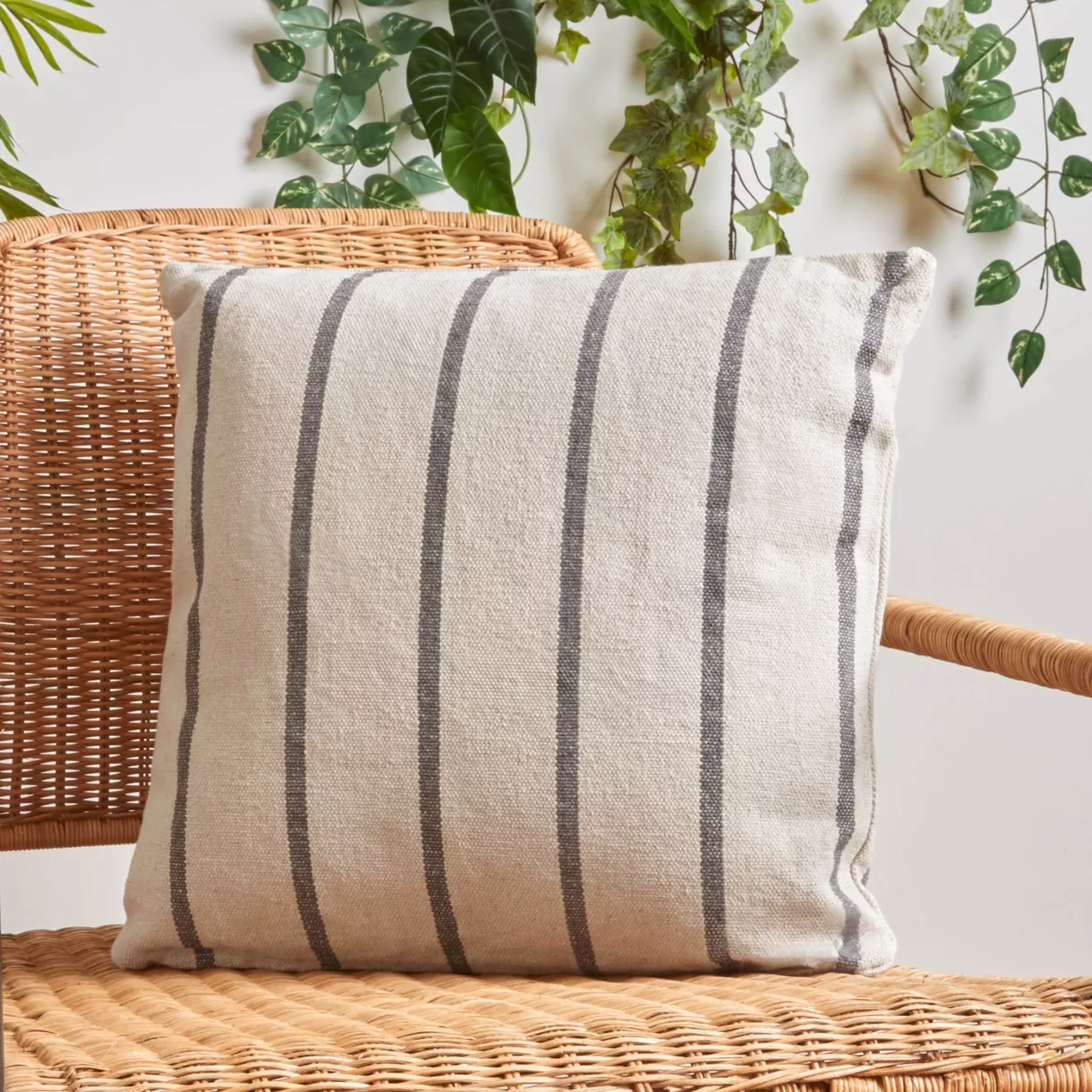 Coussin extérieur carré toile de coton (50 x 50 cm) Ocealys Gris anthracite