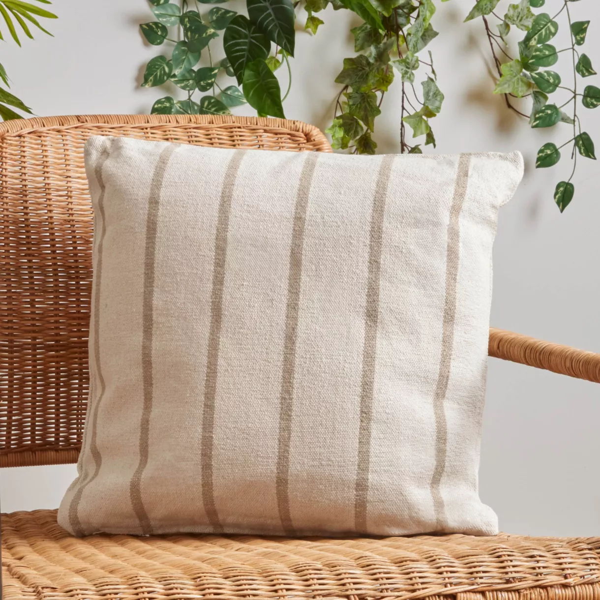 Vierkant buitenkussen katoenen canvas (50 x 50 cm) Ocealys Beige