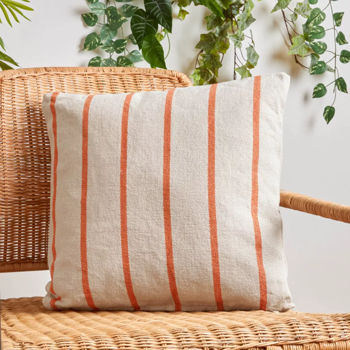 Coussin extérieur carré toile de coton (50 x 50 cm) Ocealys Corail