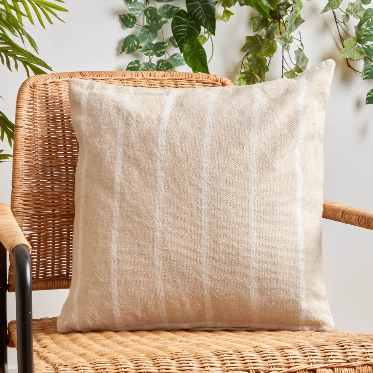 Coussin extérieur carré toile de coton (50 x 50 cm) Ocealys Blanc