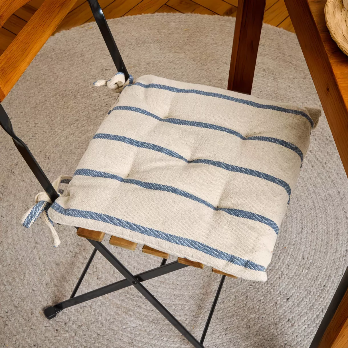 Cojín de silla exterior de tela de algodón (40 x 40 cm) Ocealys Azul marino