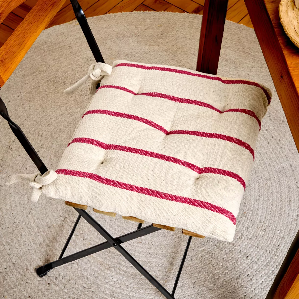 Cojín de silla exterior de tela de algodón (40 x 40 cm) Ocealys Rojo