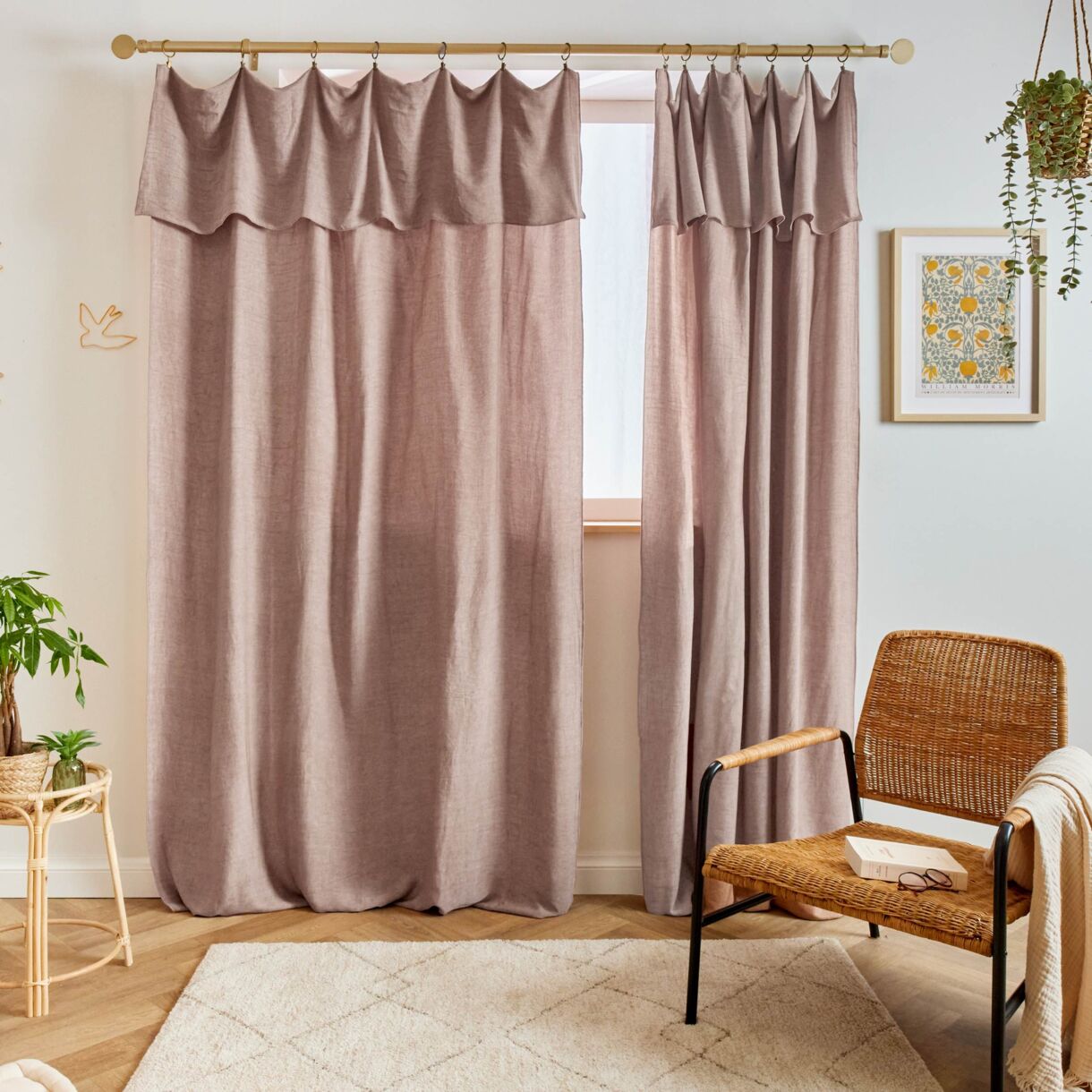 Verstelbare Tencel™ Lyocell-gordijn (140 x max 270 cm) Olivia Rose blush