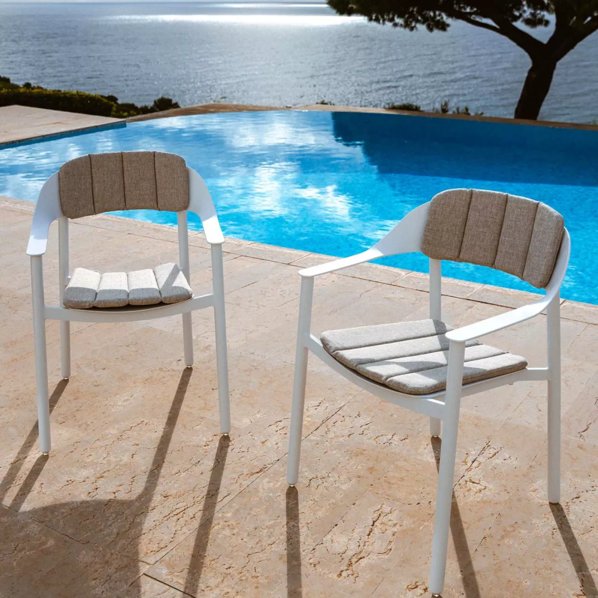 Lot de 2 fauteuils de jardin aluminium Monte Carlo - Blanc 