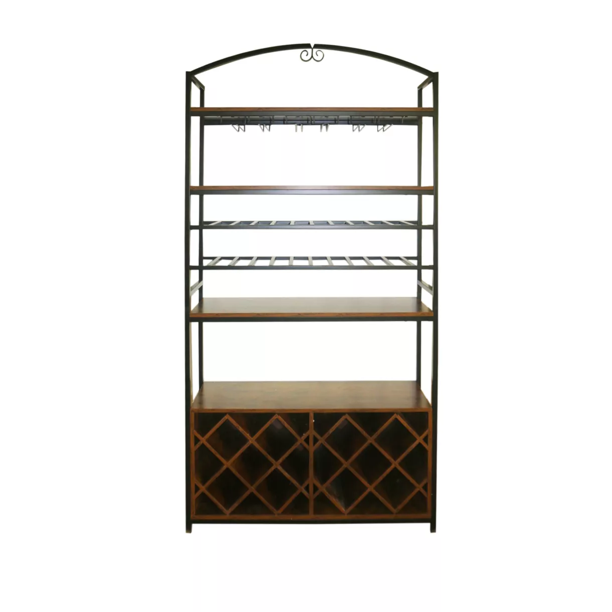 Industrieel flessenrekmeubel met 32 plaatsen en glazenhouder (H180 cm) Marceau Bruin