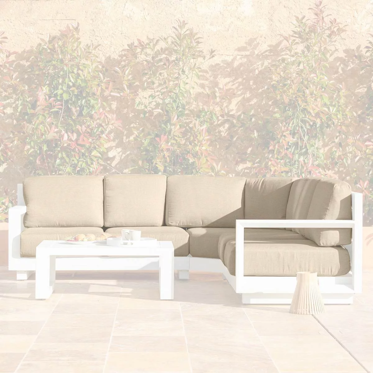 Housses de coussin de remplacement pour salon de jardin d'angle Elba Beige