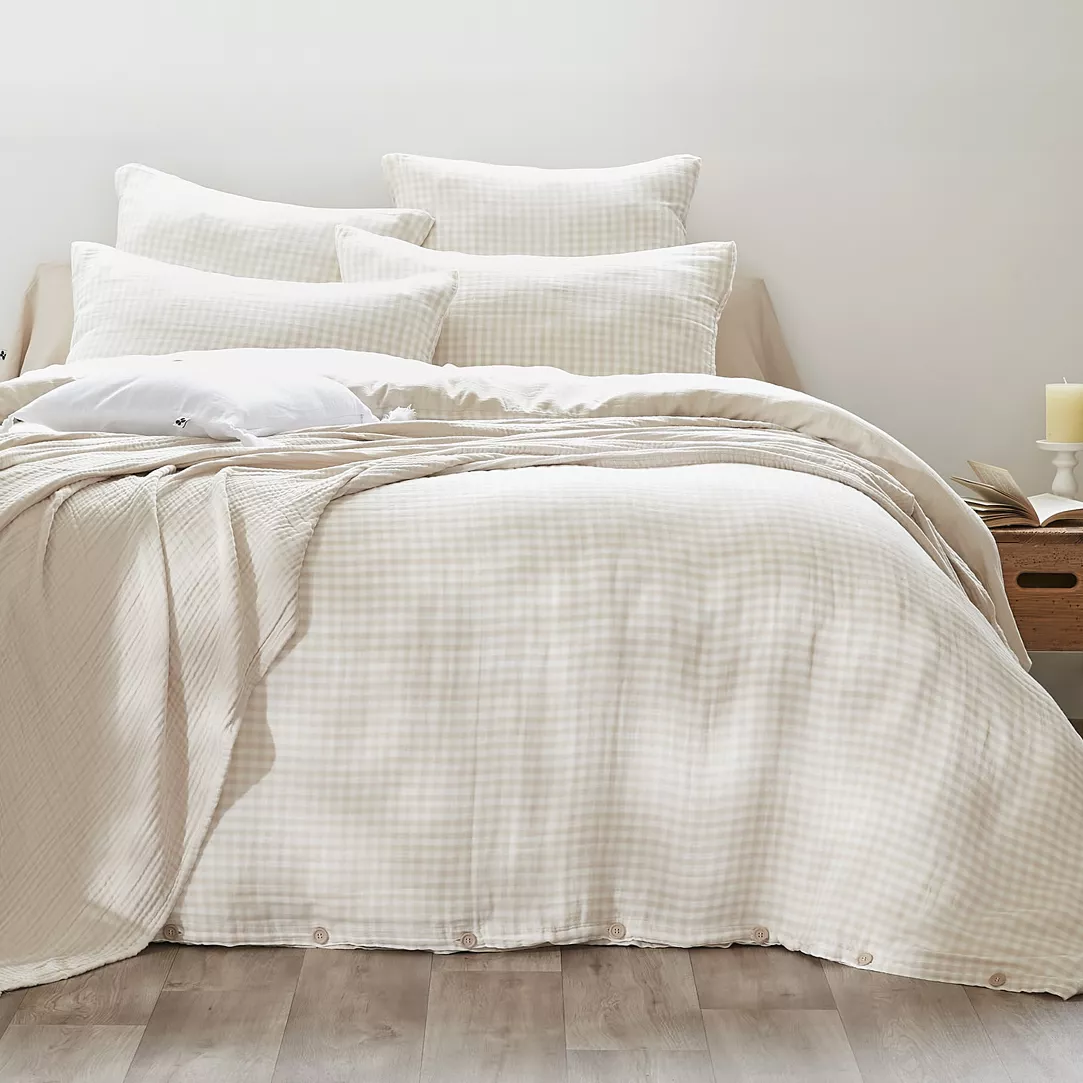 Housse de couette gaze de coton (140 x 200 cm) Vickie Beige