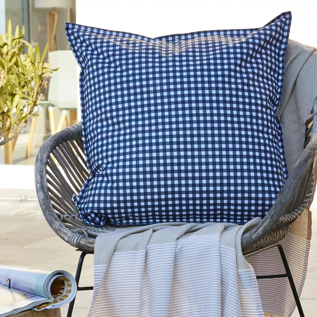 eminza Housse de coussin extérieur carrée (60 x 60 cm) Vickie Bleu nuit