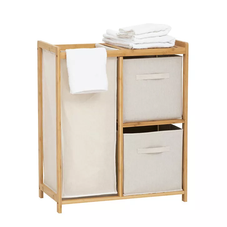 Aufbewahrungsmöbel 2 Boxen und ein Wäschekorb (82 x H78,5 cm) Tidy Box Ecru