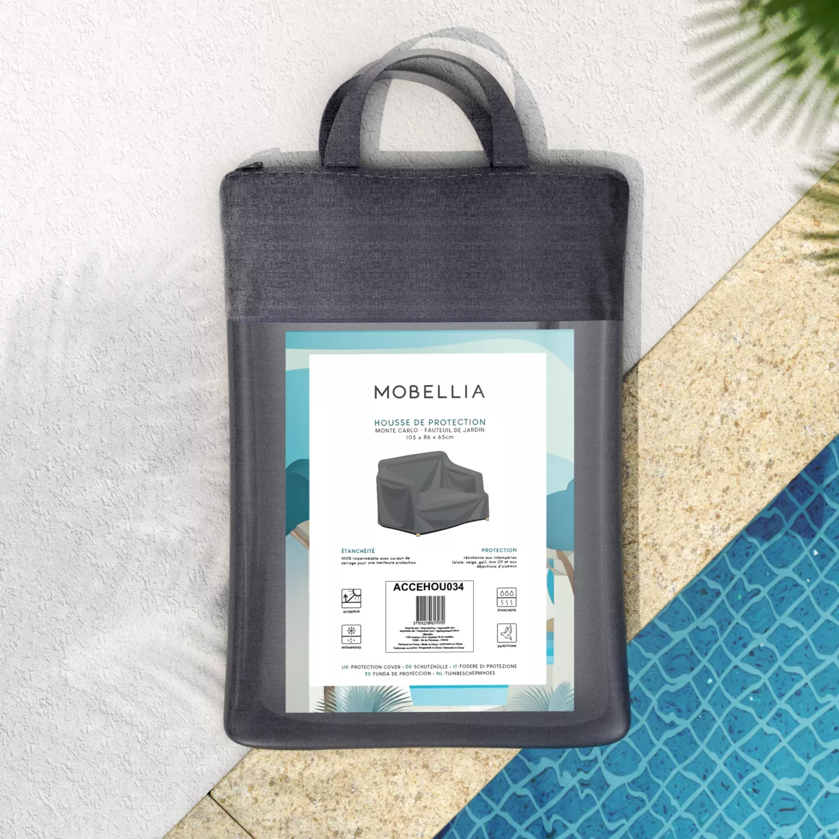 Funda de protecciÃ³n impermeable para SillÃ³n de descanso (105 x 86 cm) Monte Carlo Gris
