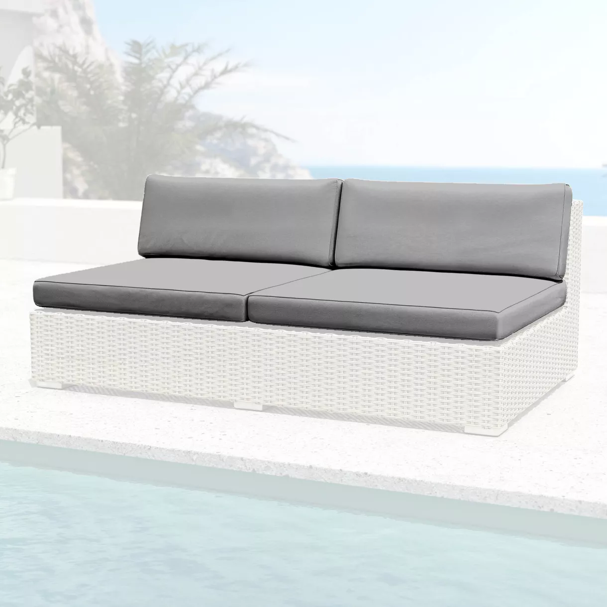Housses de coussin de remplacement pour Chauffeuse 2 places Palma Gris foncé