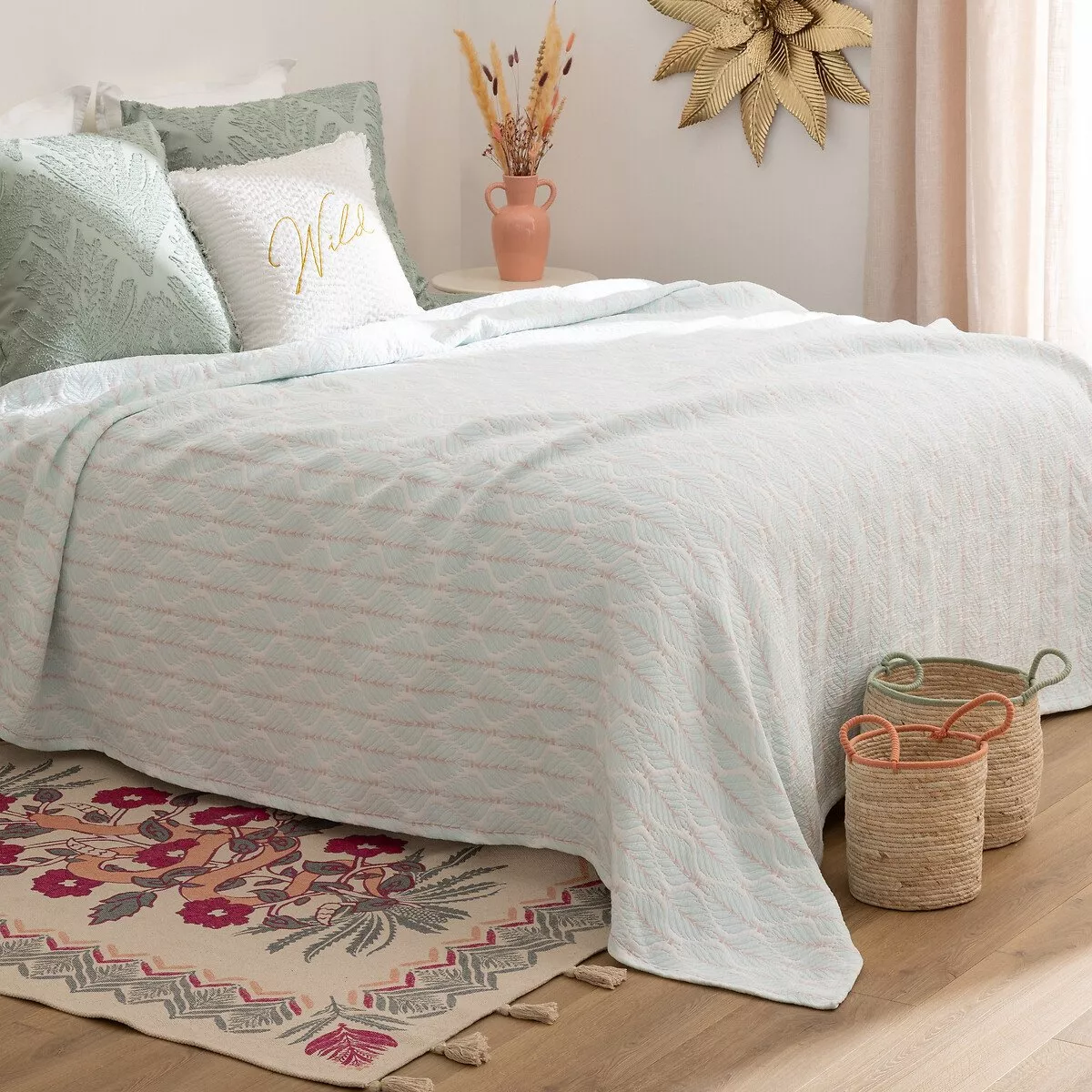 Geweven bedsprei (260 x 240 cm) Wild Lichtblauw