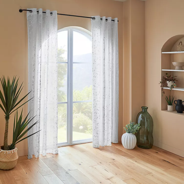 Visillo con ojales (140 x 240 cm) Flore Blanco