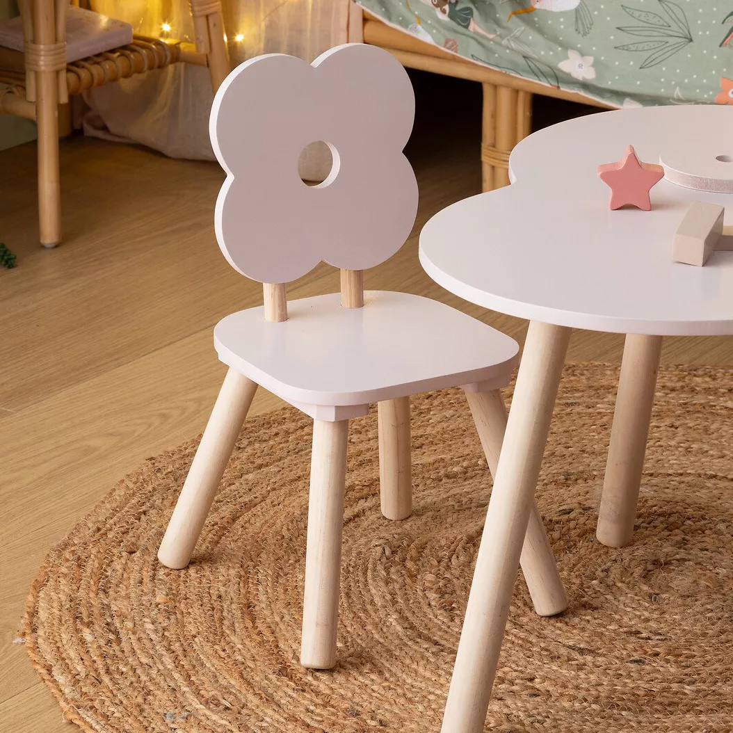 Houten kinderstoel (47,5 cm) Zoetheid Bloem Roze