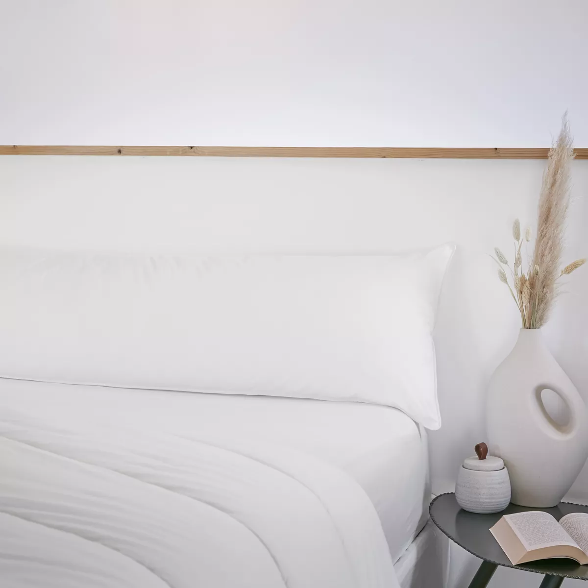 Almohada cilíndrica de algodón antiácaros (160 x 40 cm) Sirius Blanco