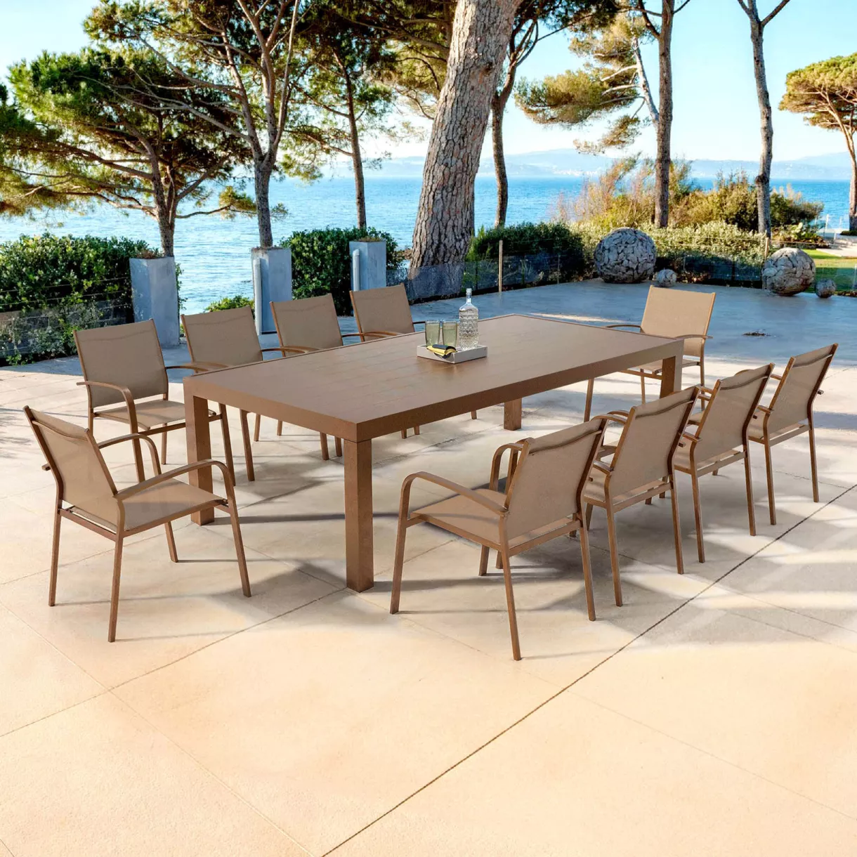 Mesa de jardÃ­n rectangular de aluminio 10 plazas (240 x 120 cm) Murano Bronce