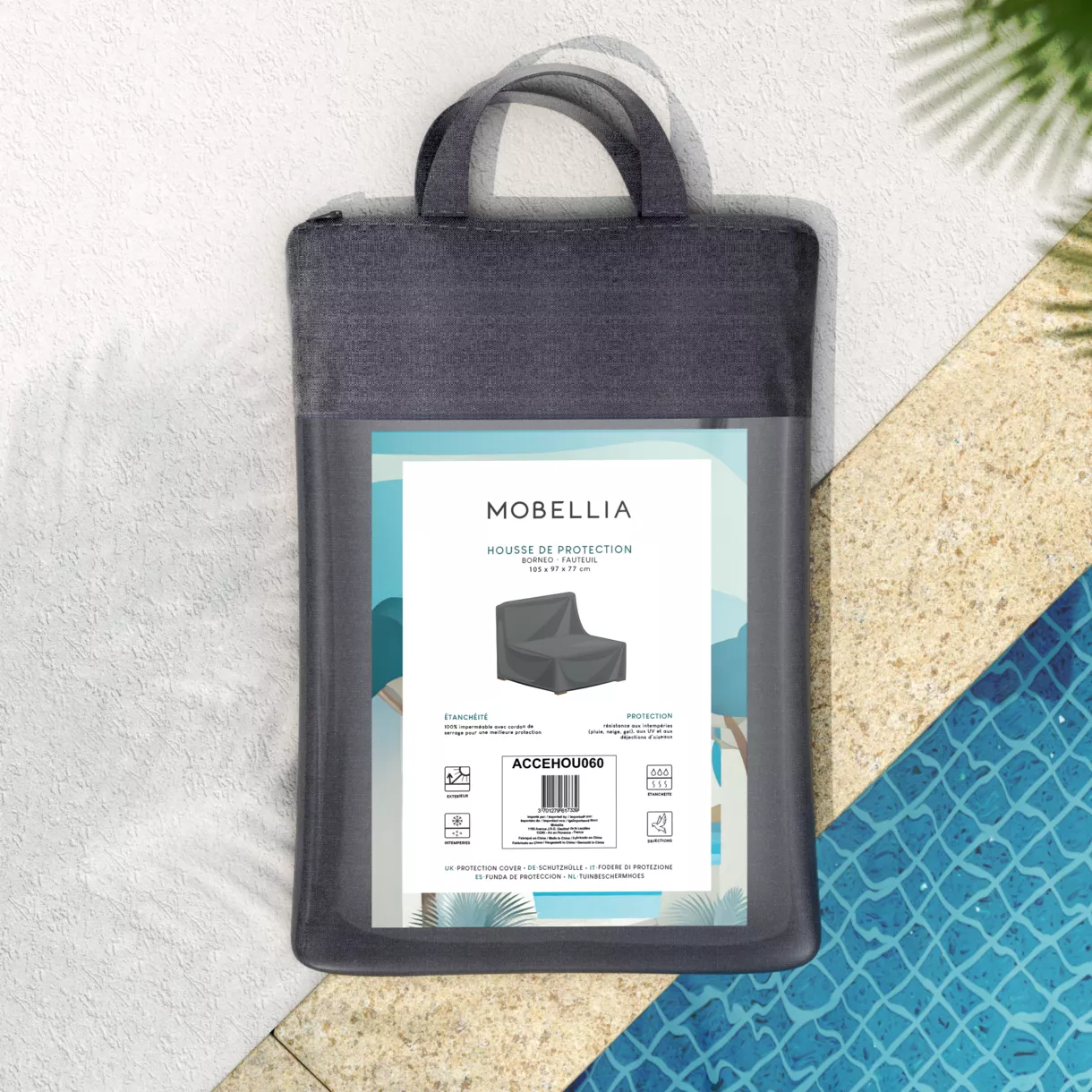 Funda de protecciÃ³n impermeable para SillÃ³n de descanso (105 x 97 cm) BornÃ©o Gris