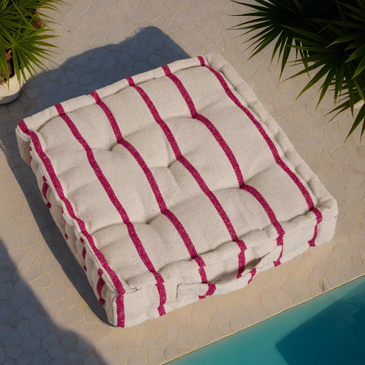 Cojín de suelo exterior de tela de algodón (45 x 45 cm) Ocealys Rojo