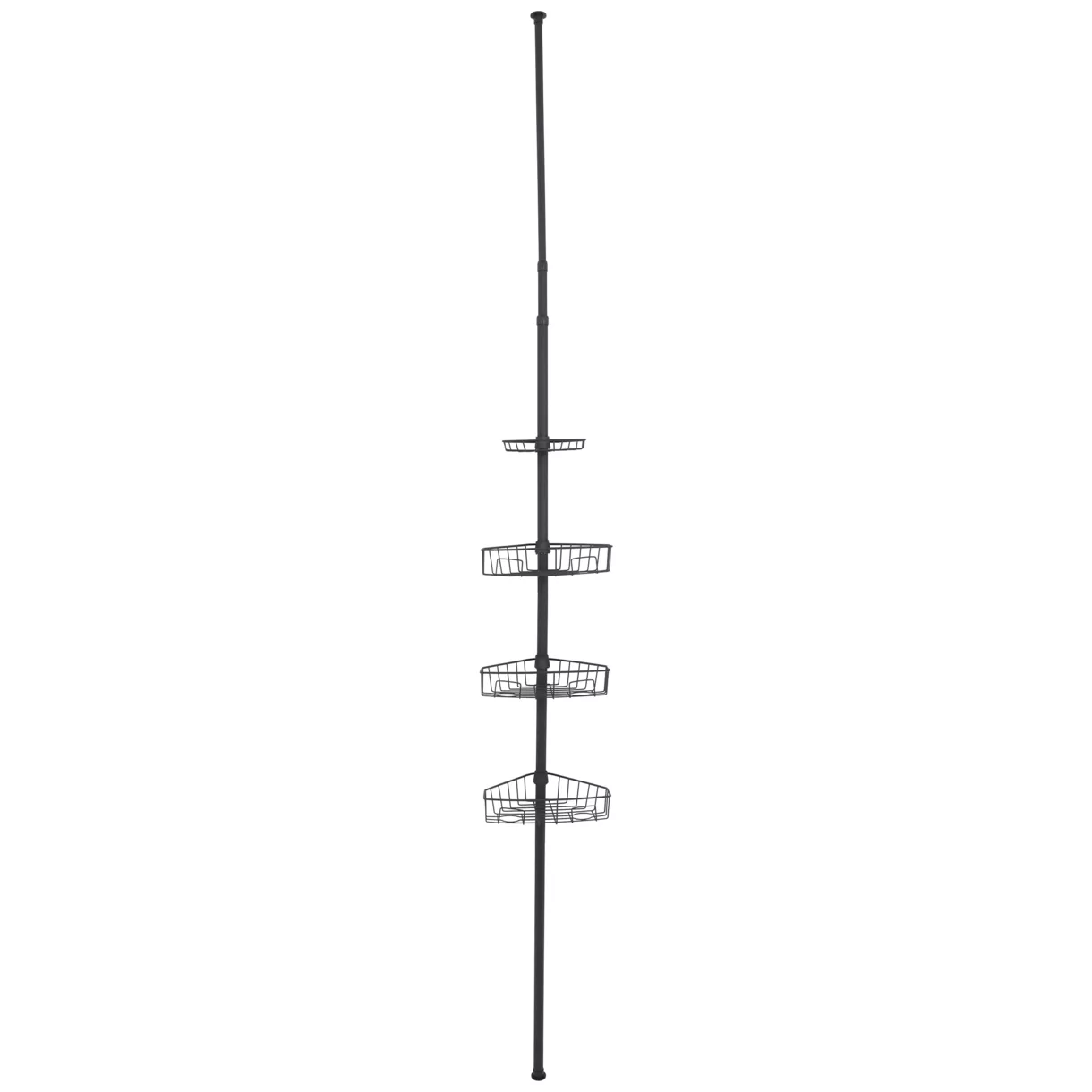 COLONNE TELESCOPIQUE METAL PEINT 4 ETAGERES - NOIR  MAT