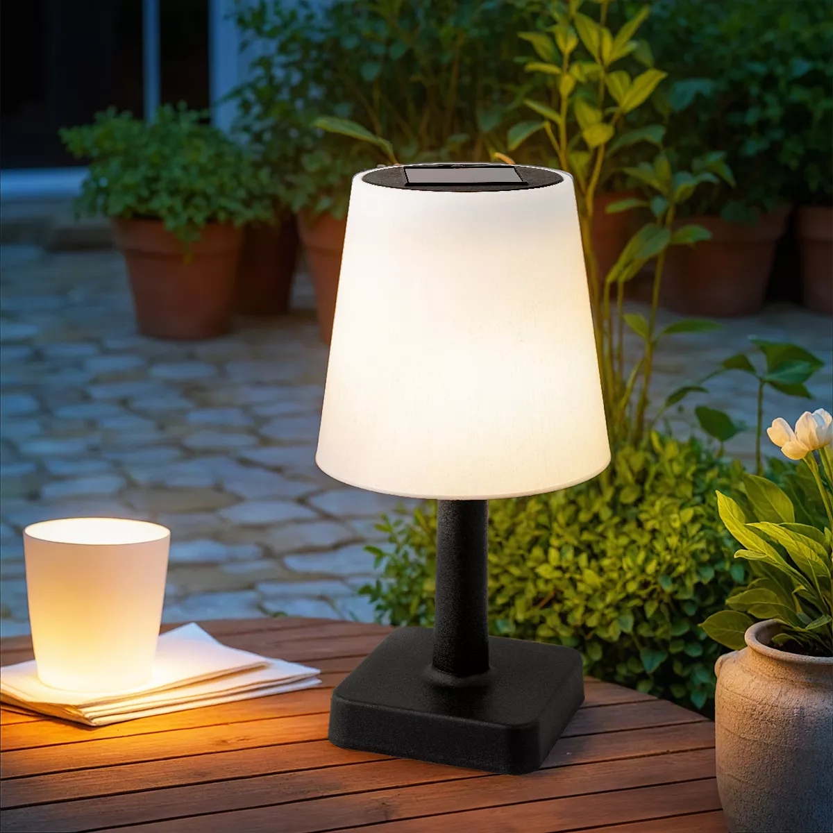 1 Solar lampe de table dia12-H23cm-1L noir