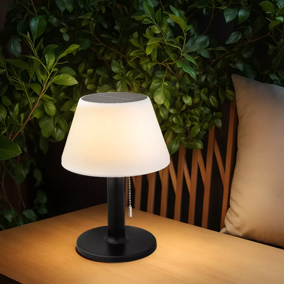 1 Solar lampe de table dia20-H28cm-10L noir/blanc