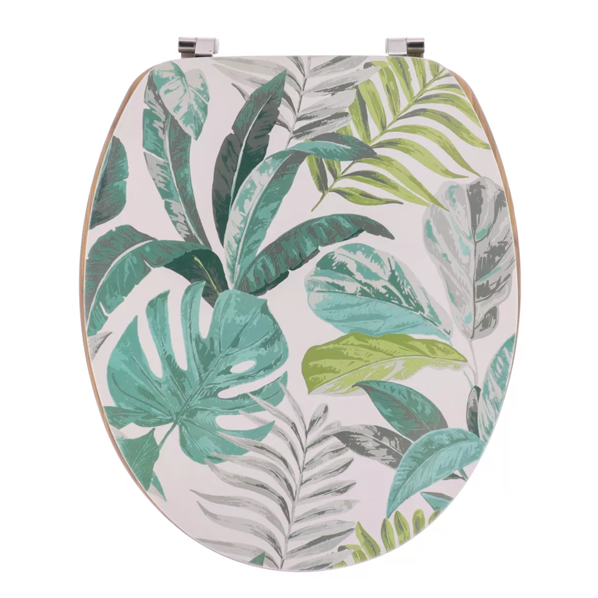 ABATTANT WC MDF 18 POUCES COUVERCLE DESIGN IMPRIMEE ET ASSISE FACON BAMBOU ATTACHES ACIER INOXYDABLE - JARDIN D'HIVER