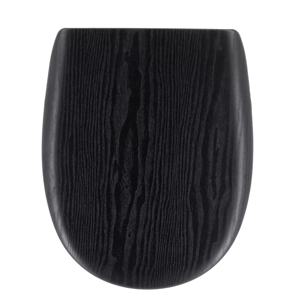 ABATTANT WC BOIS MOULE 18 POUCES FORME PLATE ATTACHES ACIER INOXYDABLE - FACON BOIS  NOIR