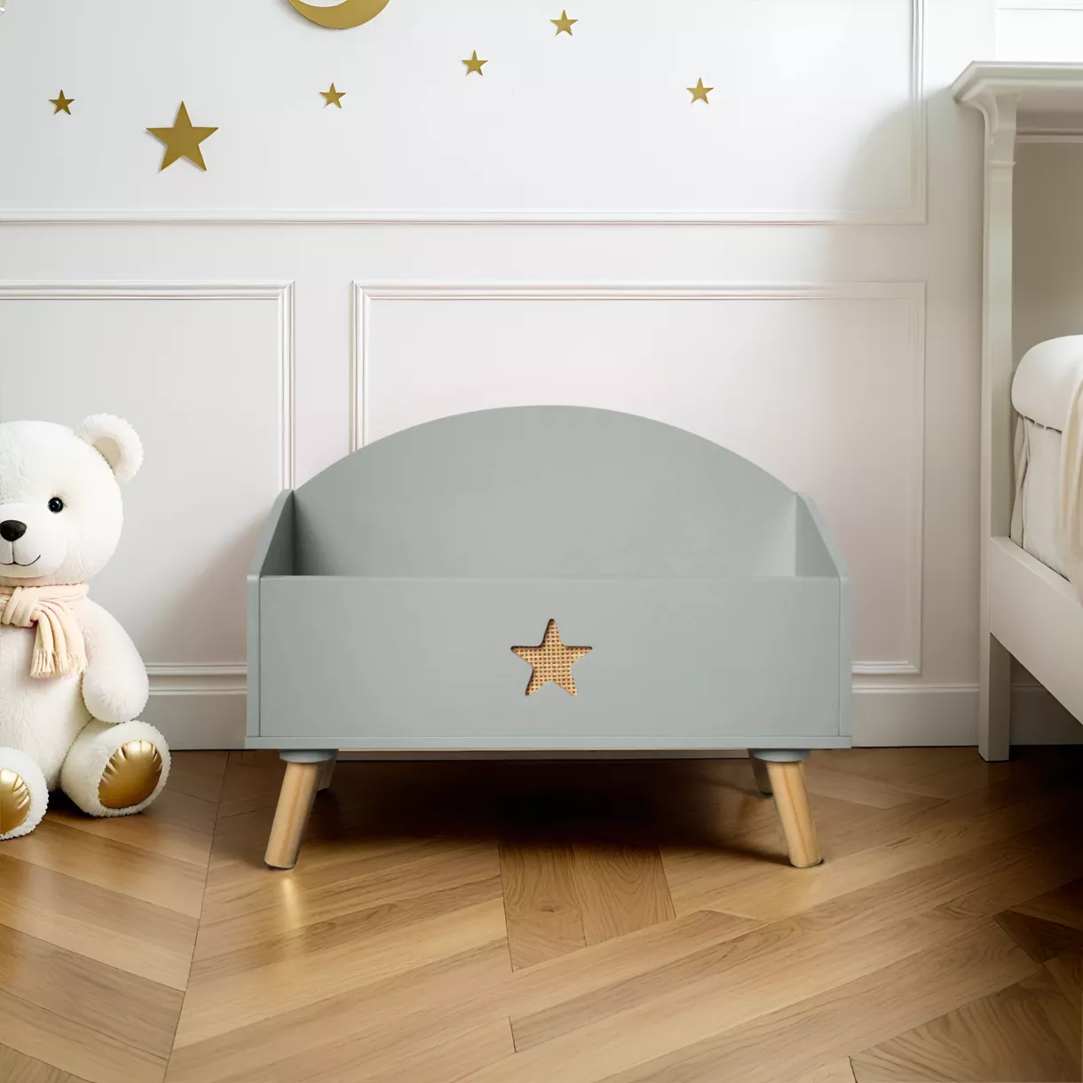Spielzeugkiste Kinderzimmer Holz (H44 cm) Stars Vert