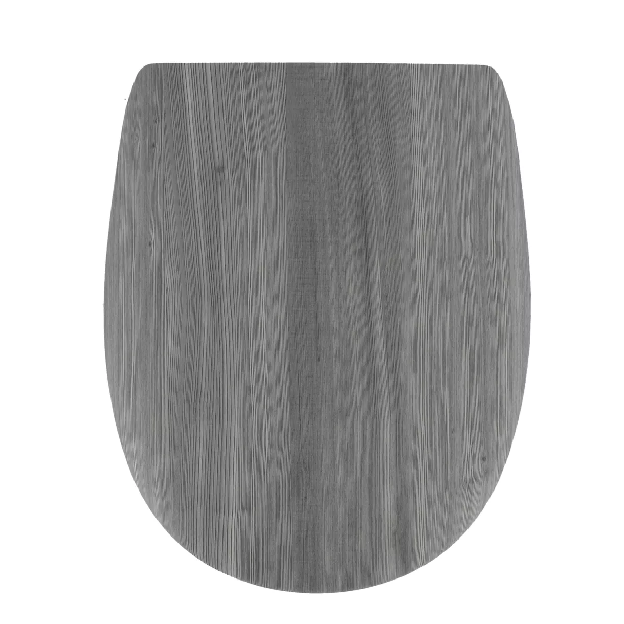 ABATTANT WC BOIS MOULE 18 POUCES FORME PLATE ATTACHES ACIER INOXYDABLE - FACON LAMBRIS GRIS