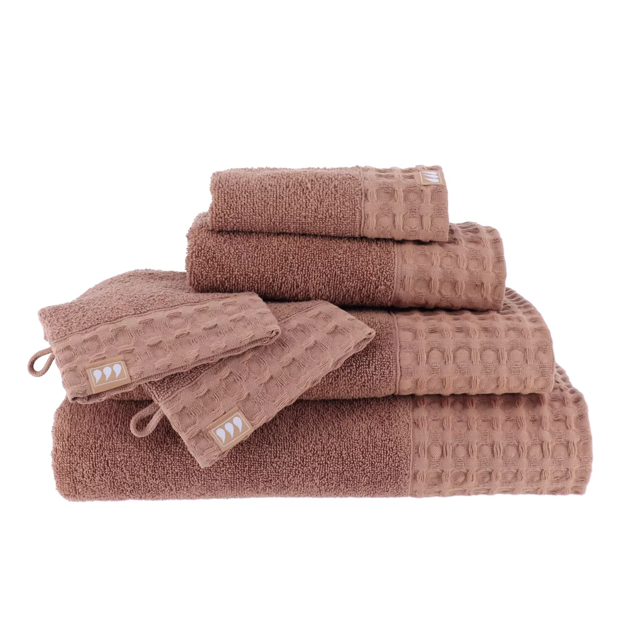 SET DE 2 GANTS DE TOILETTE 15X21CM  100% COTON - CARAMEL