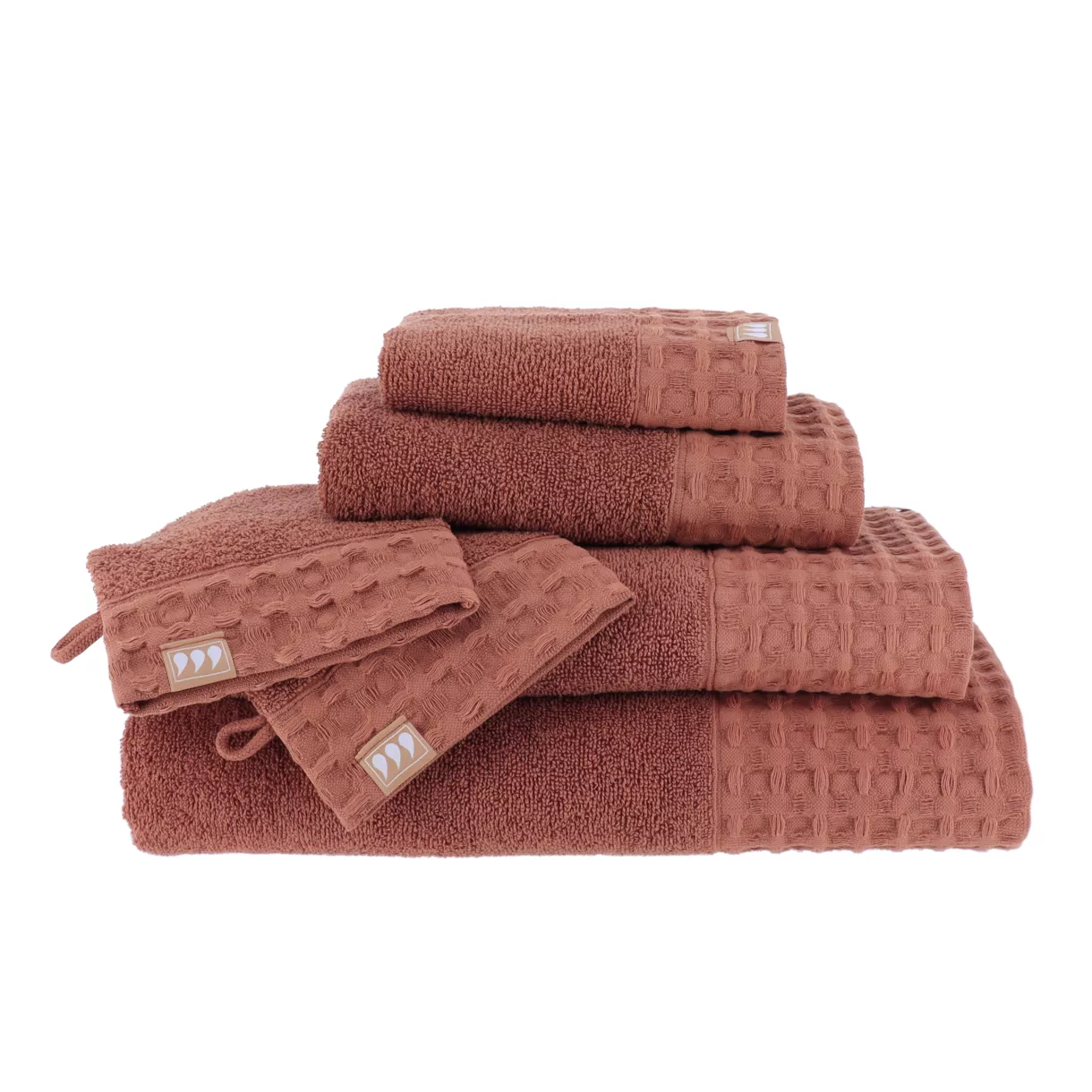 Set van 2 katoenen washandjes (15 x 21 cm) Seizoen Kleur Amber