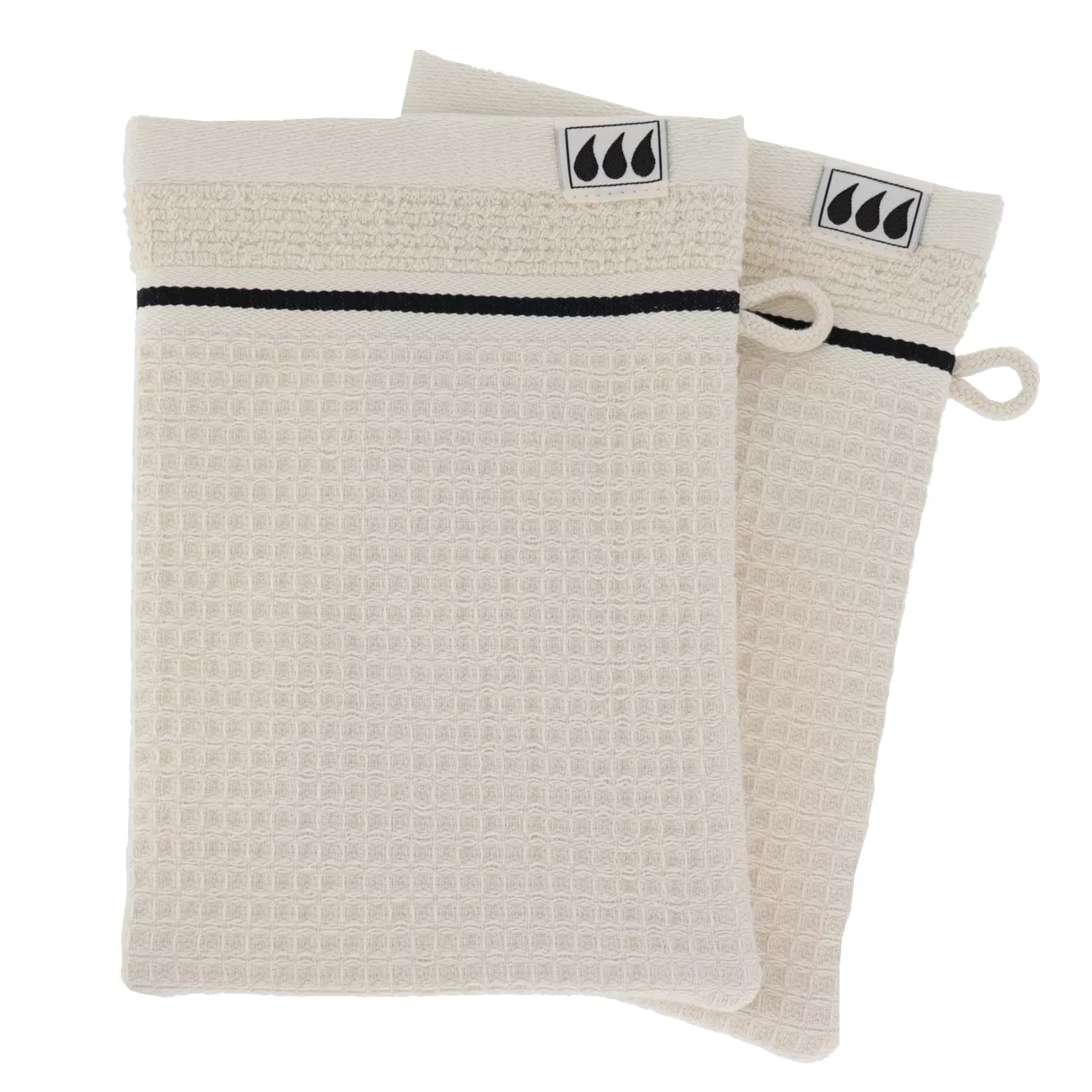 Set van 2 washandjes van honingraat katoen (15 x 21 cm) Japandi Beige