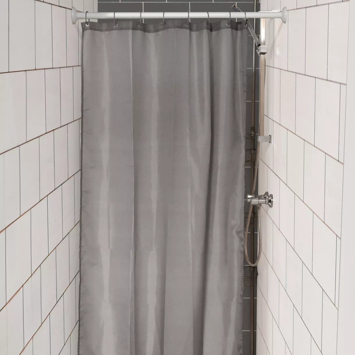 eminza Rideau de douche étroit spécial douche (120 x 180 cm) Uni Gris