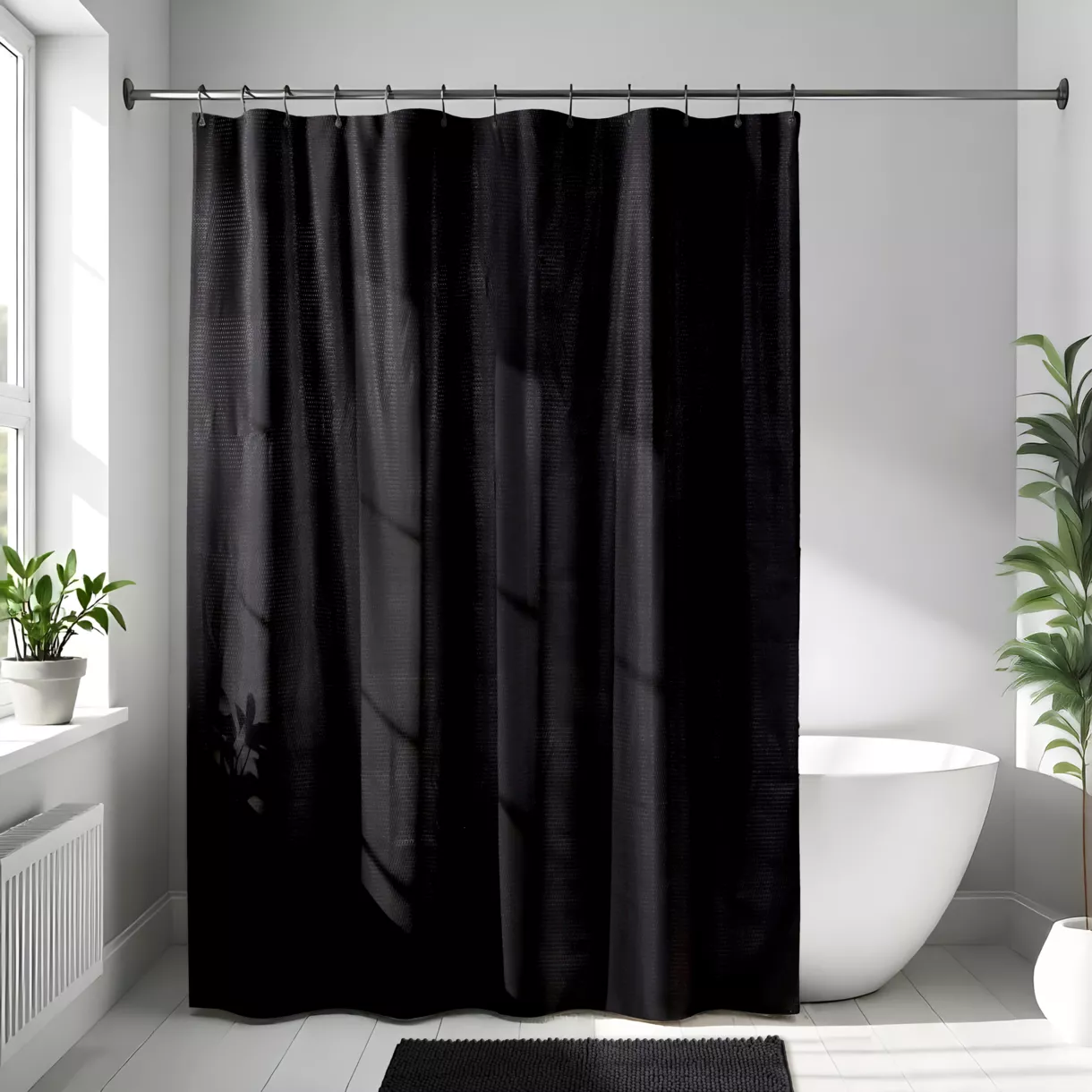 RIDEAU DE DOUCHE MICROFIBRE 180X200CM- NOIR