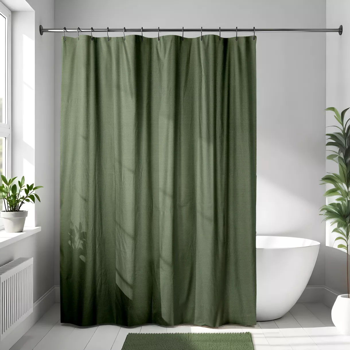 RIDEAU DE DOUCHE MICROFIBRE 180X200CM- KAKI