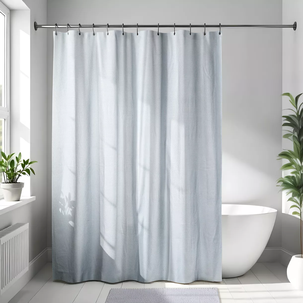 Douchegordijn van microfiber (180 x 200 cm) Wafel Lichtgrijs
