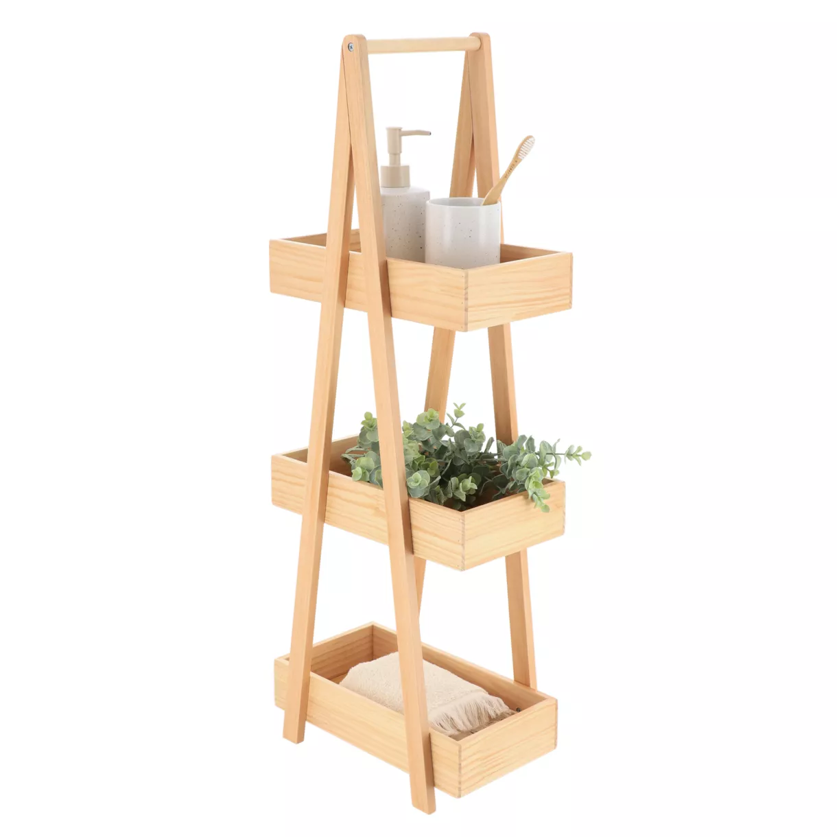 Houten boekenkast 3 niveaus (H81 cm) Piramide Natuurlijk