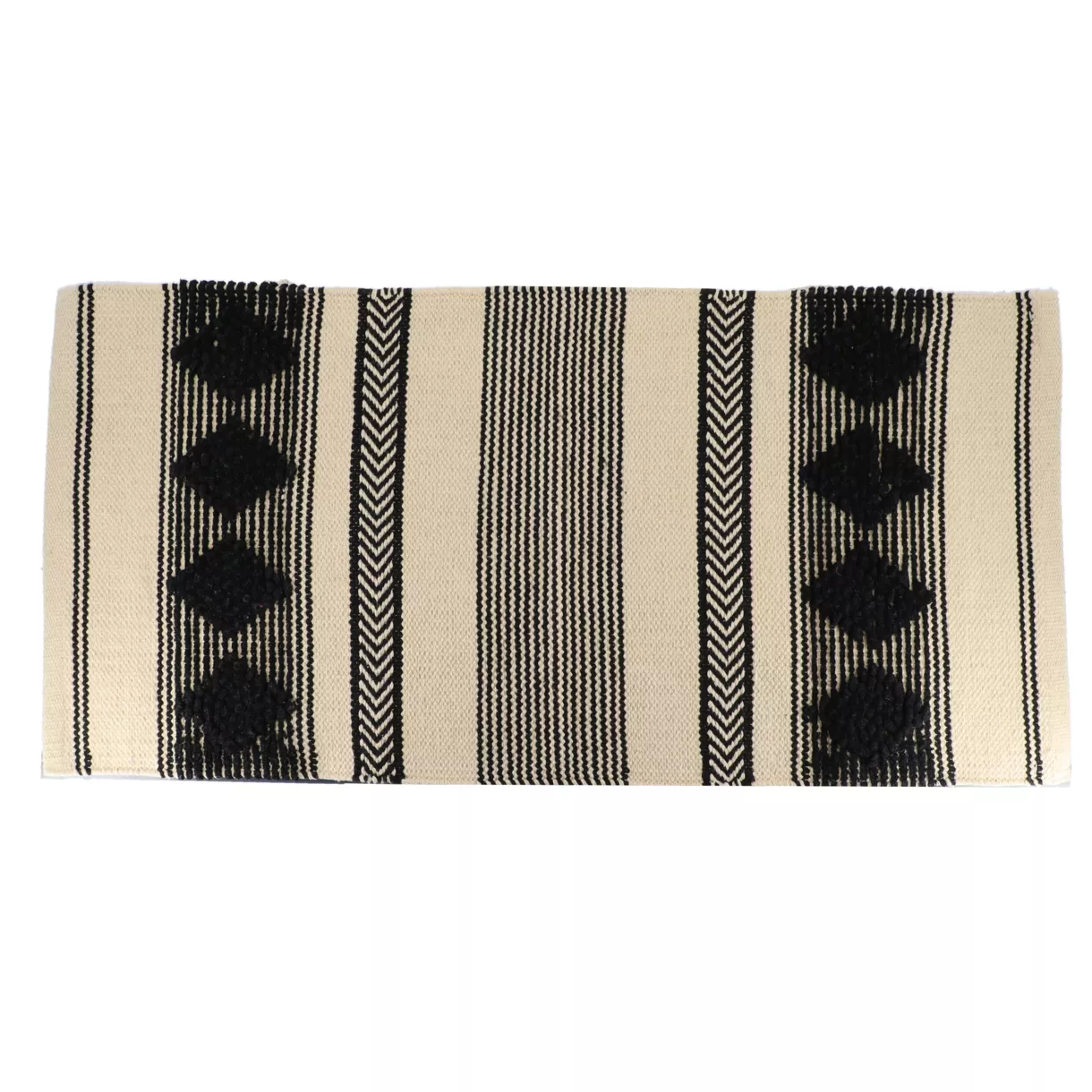 TAPIS NEW DELHI COTON/AUTRES FIBRES 45X90 CM- NOIR/ NATUREL