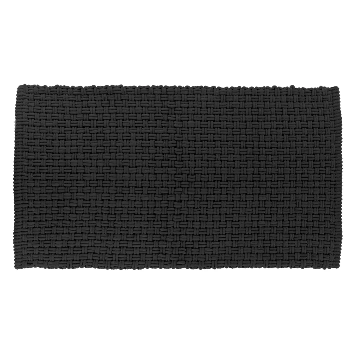 TAPIS BOGOTA MICROFIBRE/COTON ASPECT MAILLE 45X90 CM - NOIR