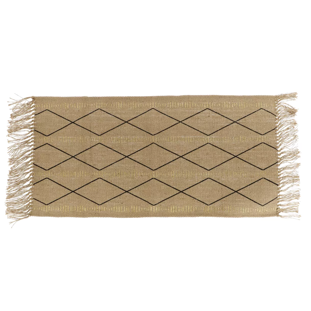TAPIS CONGO JUTE IMPRIME OR 45X90CM - NATUREL/NOIR