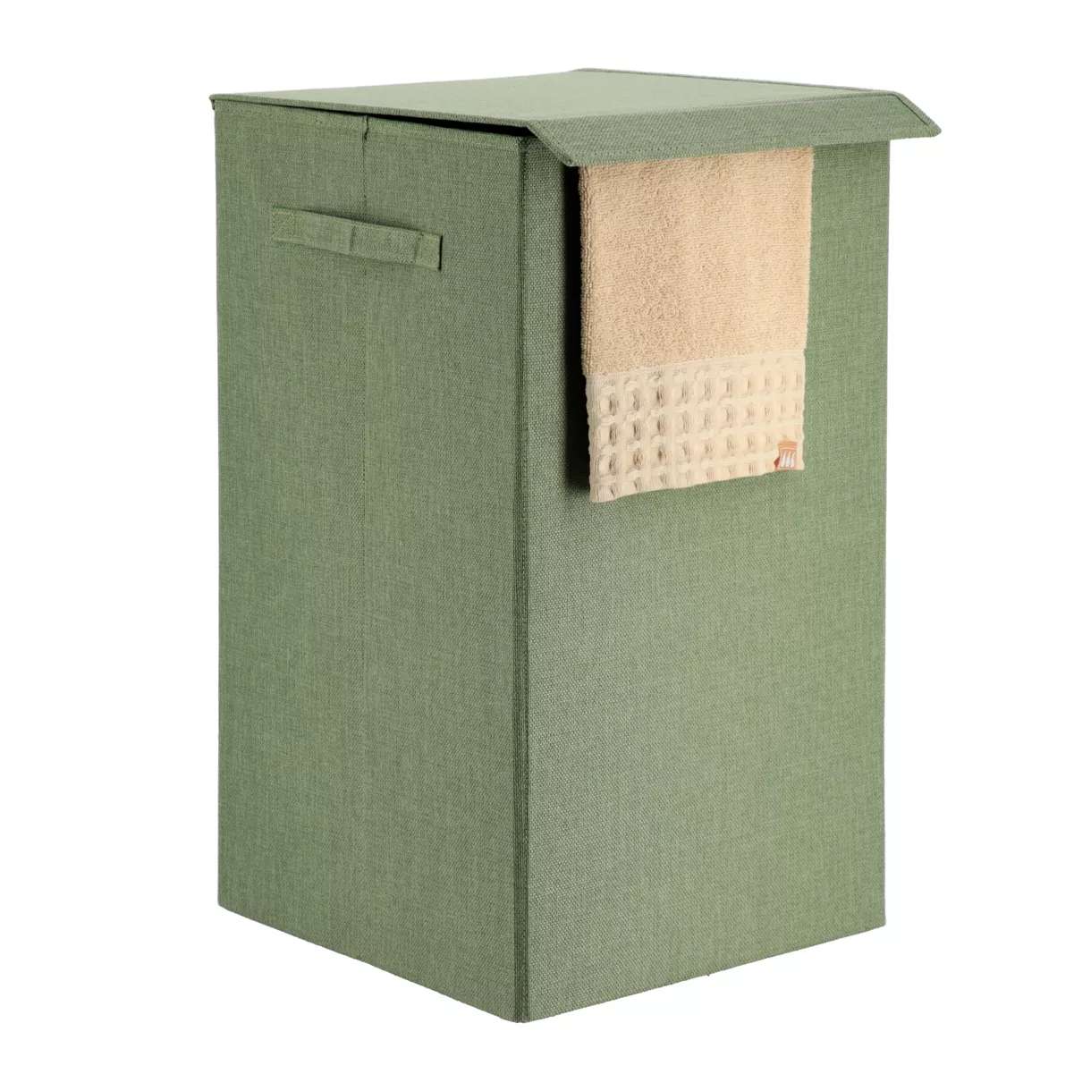 PANIERE A LINGE PLIABLE TISSU POLYESTER/MDF - VERT