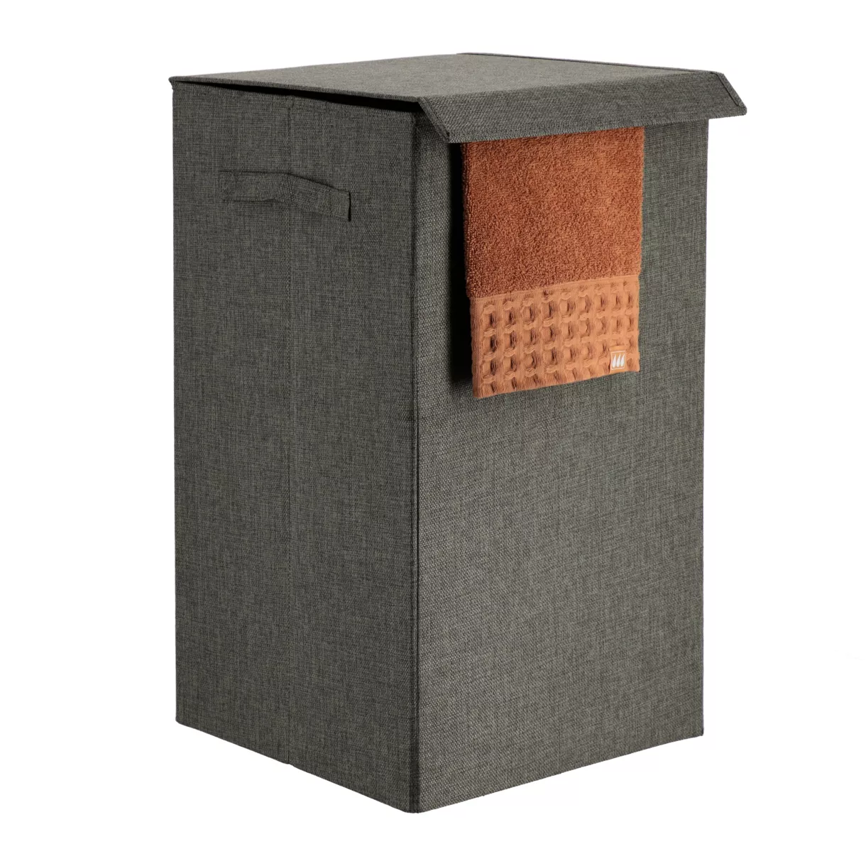 PANIERE A LINGE PLIABLE TISSU POLYESTER/MDF - GRIS