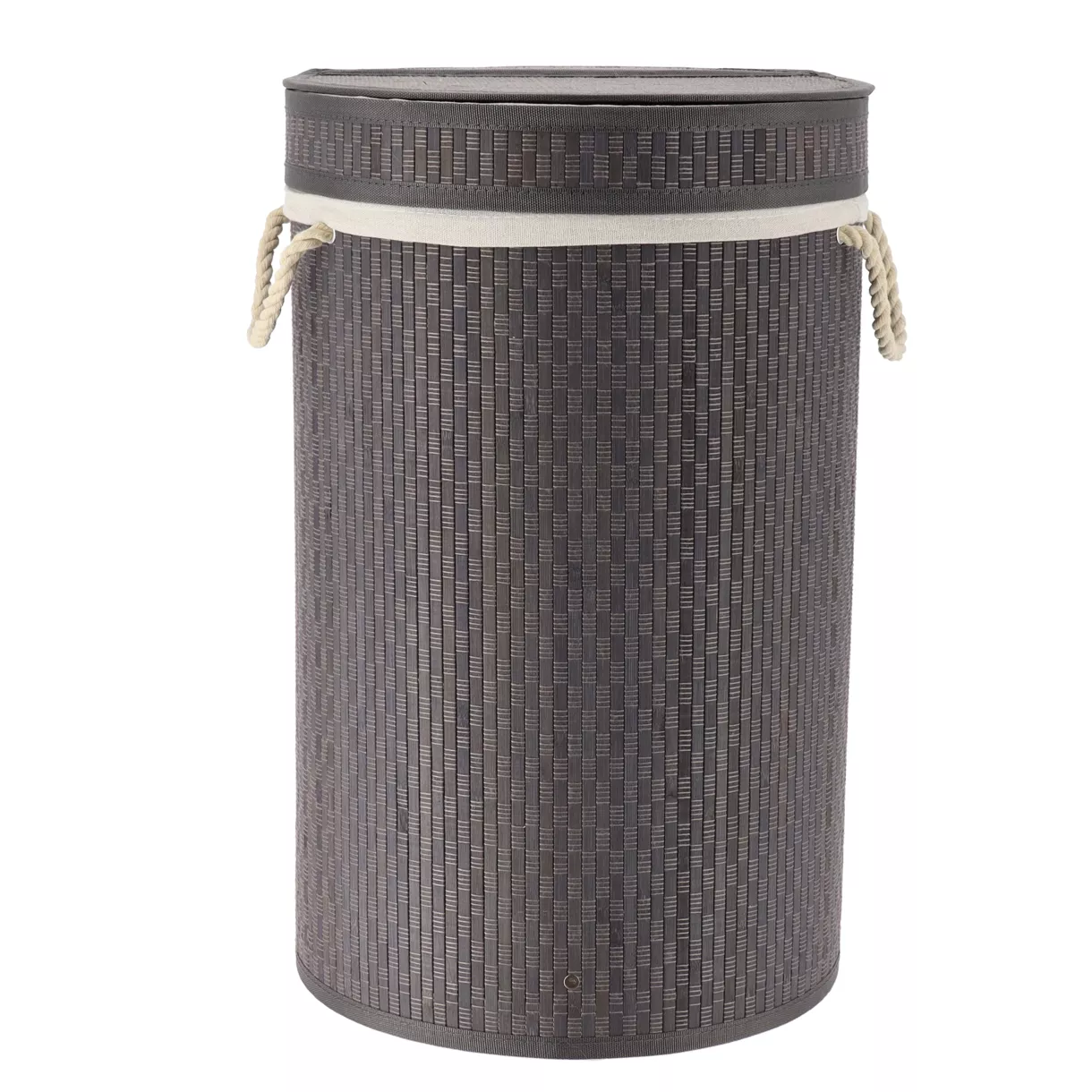 PANIERE A LINGE PLIABLE BAMBOU ET COTON AVEC COUVERCLE INTEGRE - GRIS