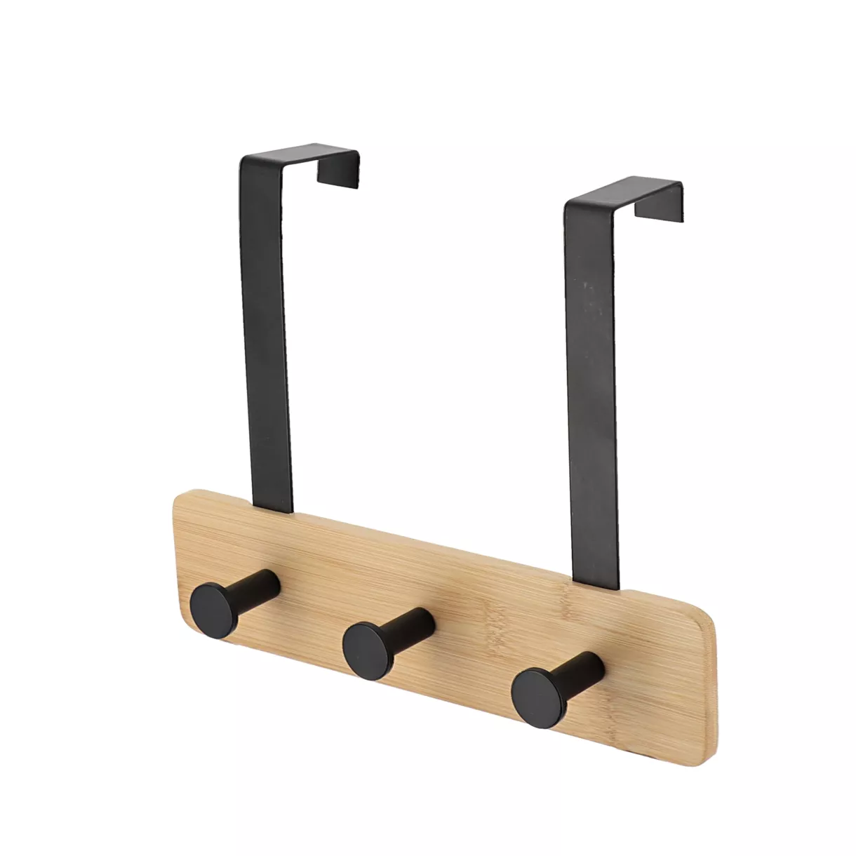 PATERE BAMBOU/METAL 3 CROCHETS - BAMBOU/NOIR