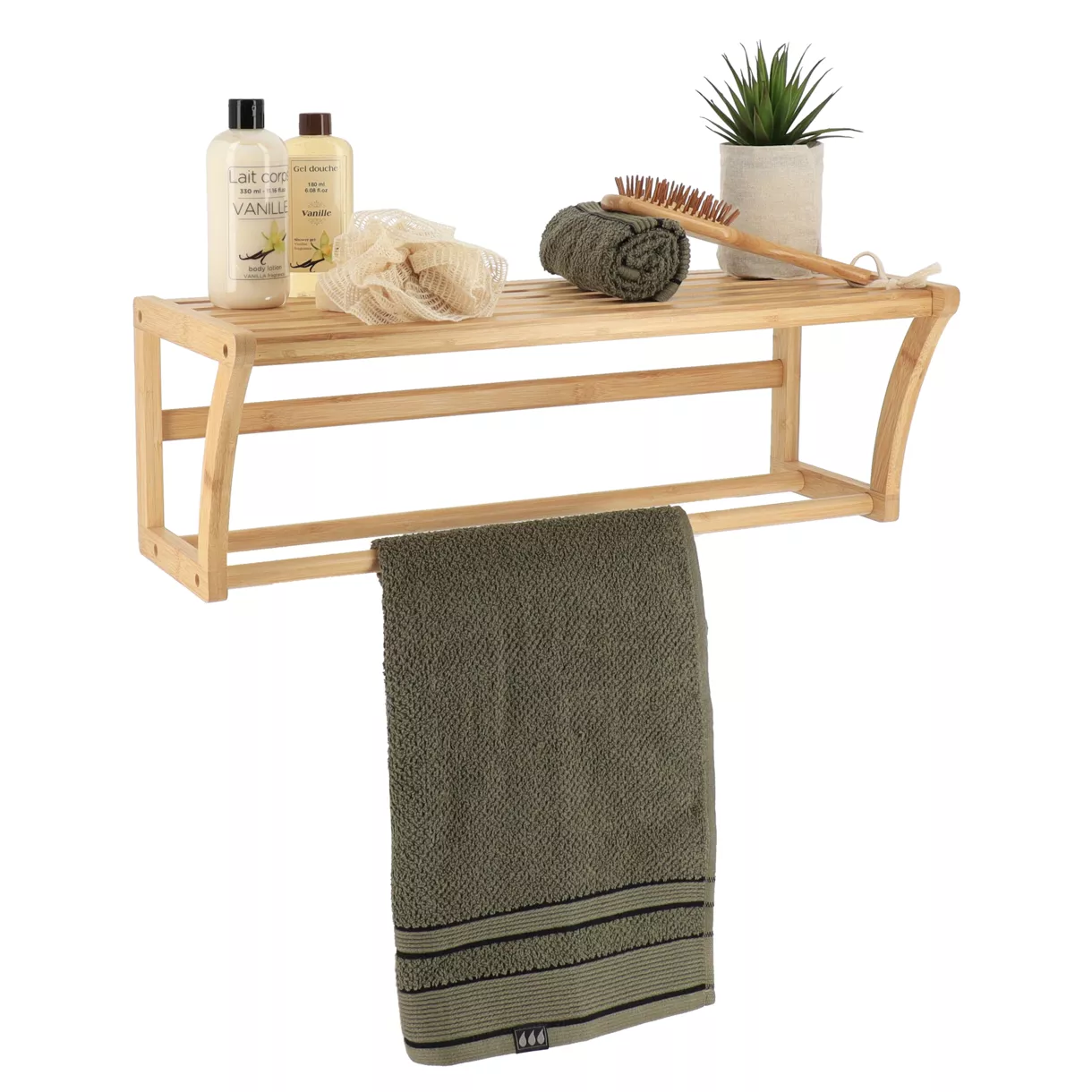 PORTE SERVIETTES MURAL BAMBOU 1 ETAGERE - BAMBOU