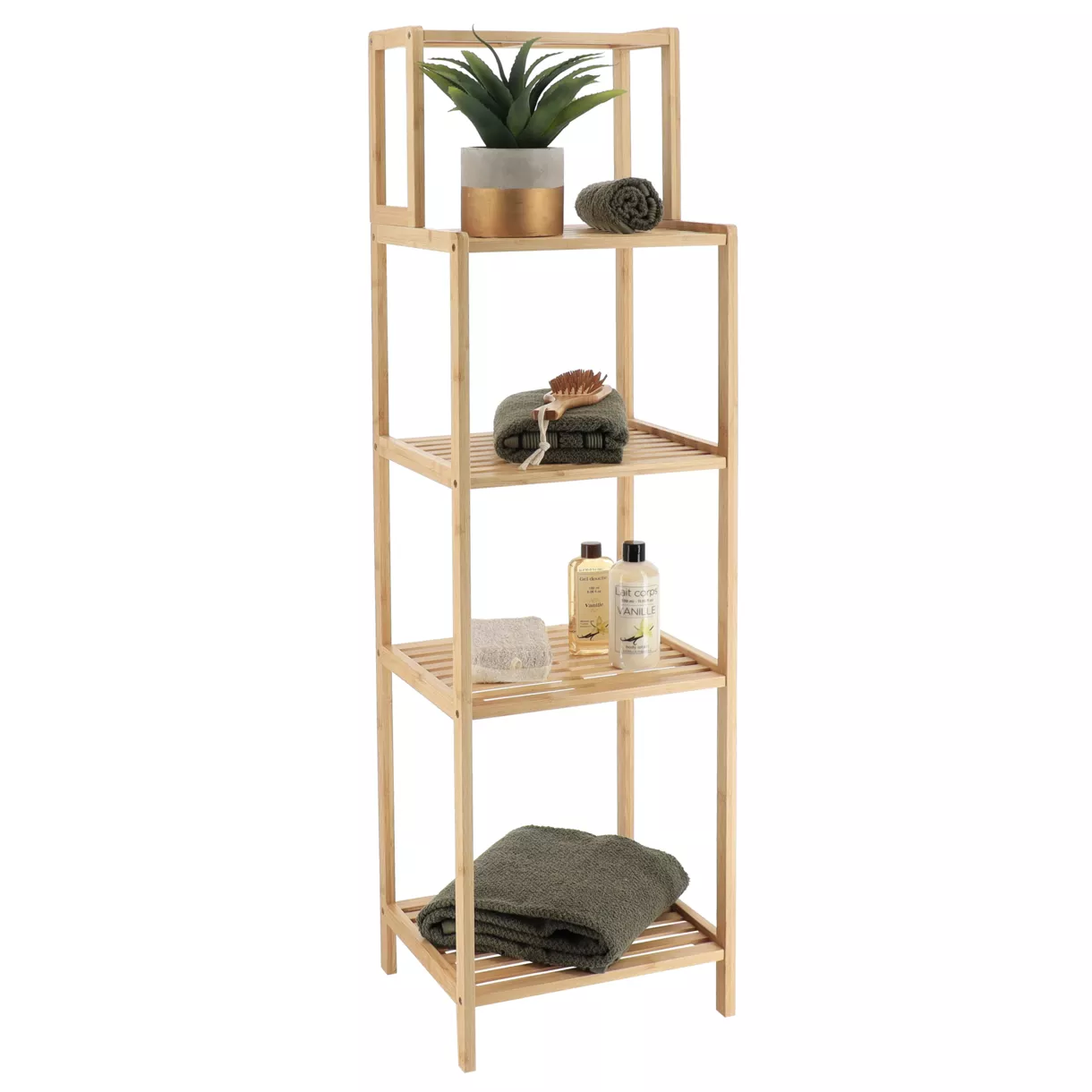 eminza Colonne de rangement en bambou (H125 cm) Harmonie Naturel